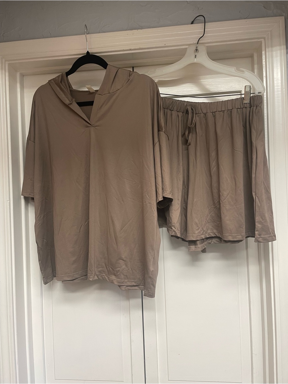 Cozy Taupe Lounge Set - Top & Shorts